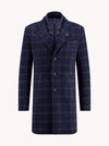Check Insert Overcoat - Navy