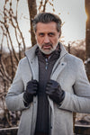 Funnel Neck Coat with Removable Insert - Grey
