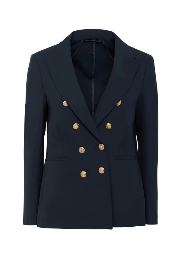Double Breasted Peak Blazer - Dark Navy