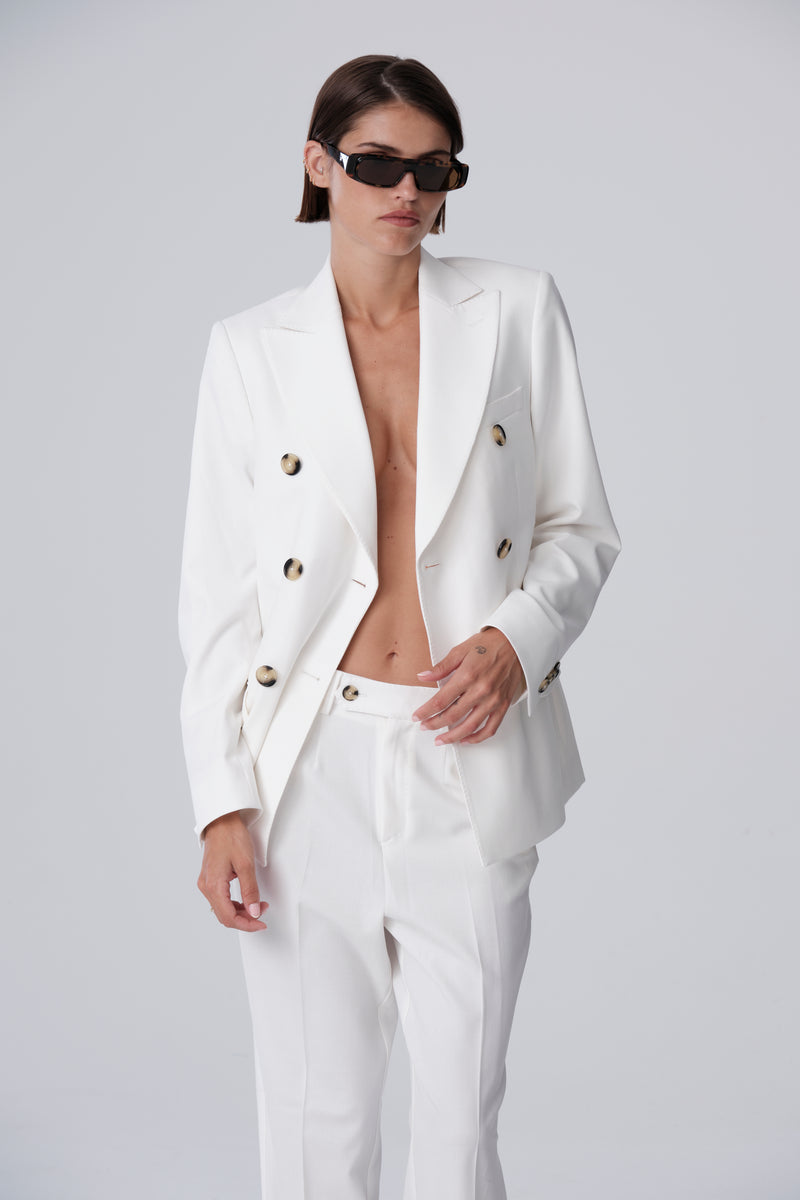 Tailored Double Breasted Blazer - Off White