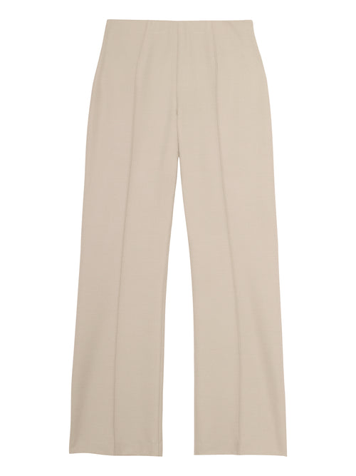 Tweed Flare Stretch Trousers - Champagne Beige