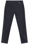 Wool Look Stretch Cotton Trousers - Navy