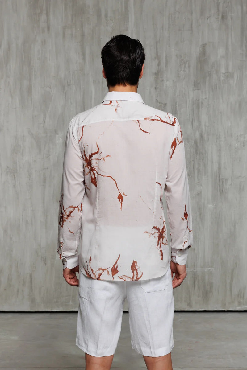 Lightweight Cotton Print Shirt - Sand