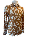 Bold Print Long Sleeve Shirt - Tan/ Off White