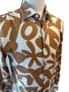 Bold Print Long Sleeve Shirt - Tan/ Off White