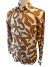Bold Print Long Sleeve Shirt - Tan/ Off White