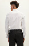 Tonal Houndstooth Tuxedo Shirt with Stud Buttons - White