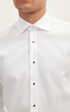 Tonal Houndstooth Tuxedo Shirt with Stud Buttons - White