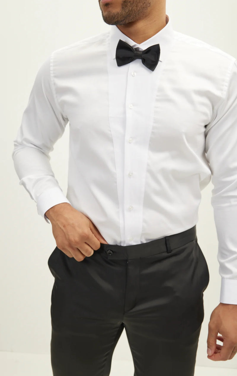 Pique Tuxedo Shirt- White