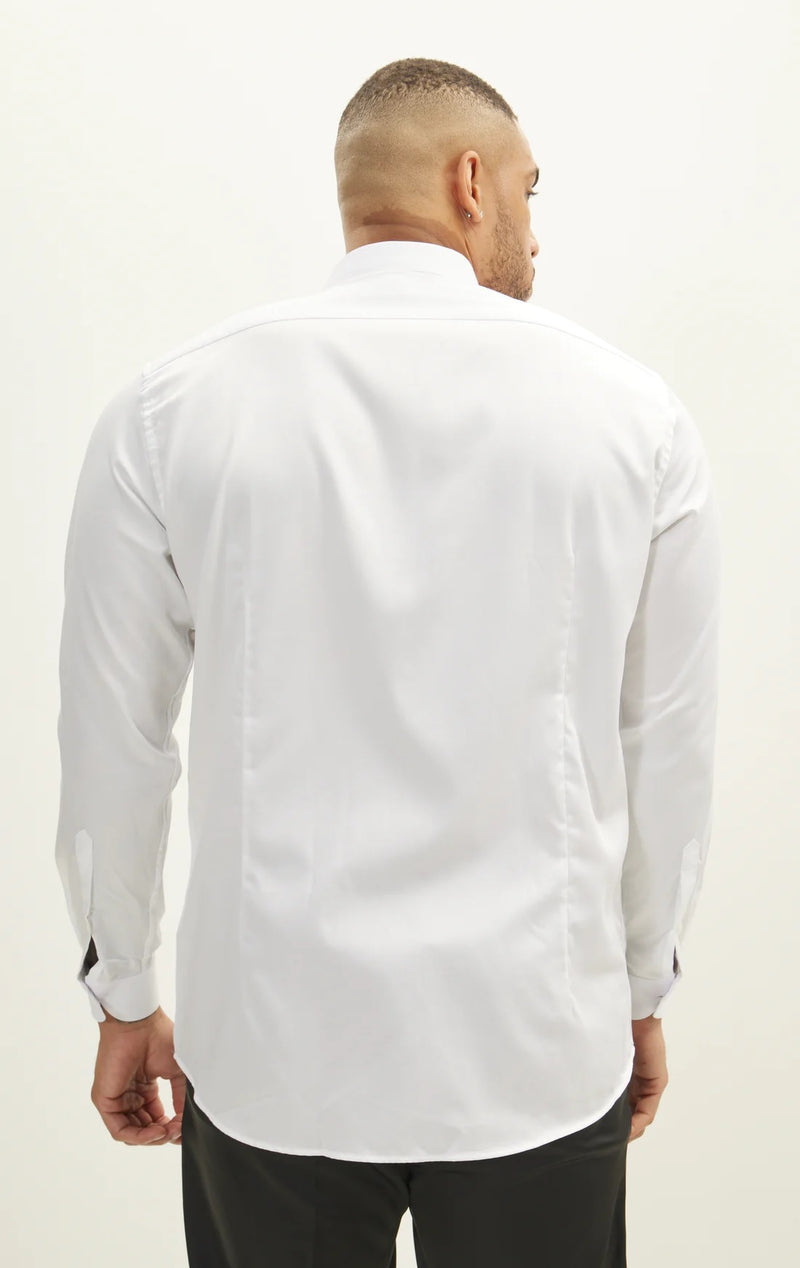 Pique Tuxedo Shirt- White Pique Tuxedo Shirt- White
