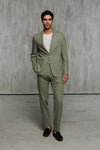 Linen Patch Pocket Suit - Olive Green