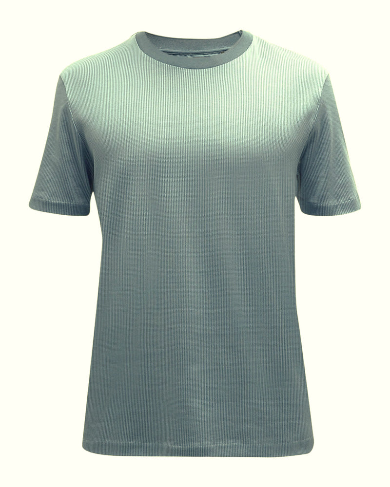 Regular Fit T-Shirt in Structured Mercerized Cotton - Green