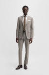 Italian Virgin Wool Houndstooth Suit - Beige
