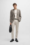 Italian Virgin Wool Houndstooth Suit - Beige