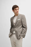 Italian Virgin Wool Houndstooth Suit - Beige