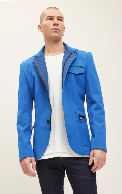 Stand Collar Jacket - Blue