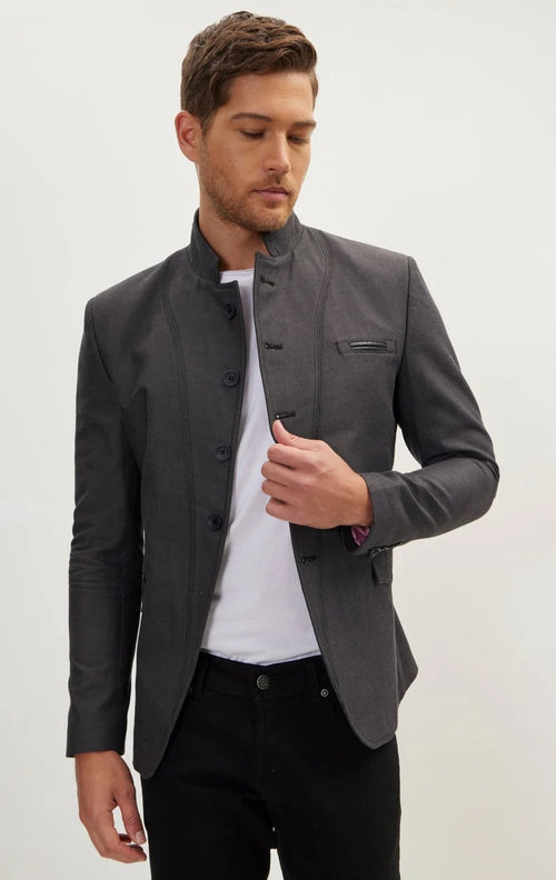 High Collar Jacket - Anthracite