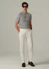 Retro Textured Cotton Polo - Grey