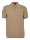 Retro Textured Cotton Polo -Light Brown