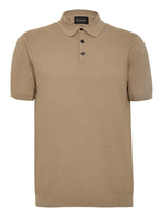 Retro Textured Cotton Polo -Light Brown