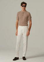 Retro Textured Cotton Polo -Light Brown