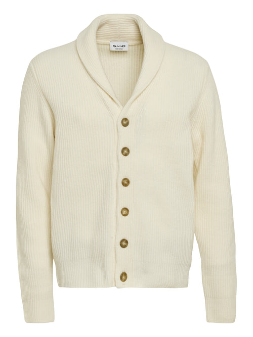Shawl Collar Wool Cardigan - Off White