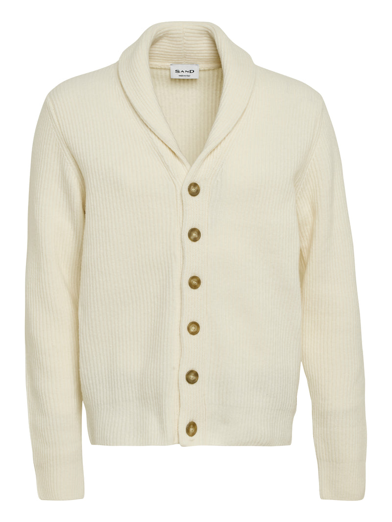 Shawl Collar Wool Cardigan - Off White