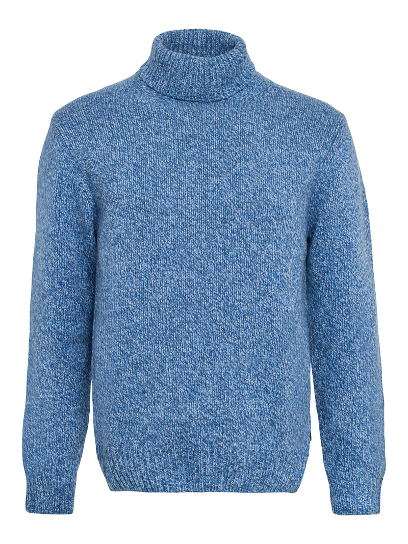 High Neck Wool Turtleneck - Blue