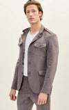 Suede Safari Jacket - Grey