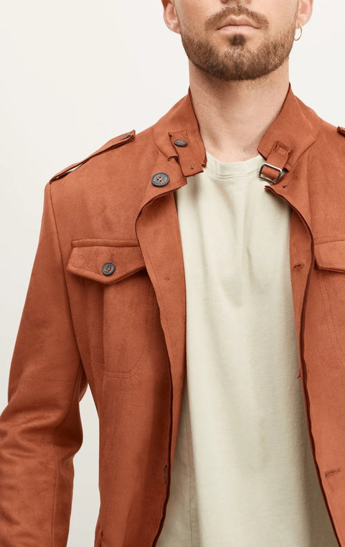 Suede Safari Jacket - Rust