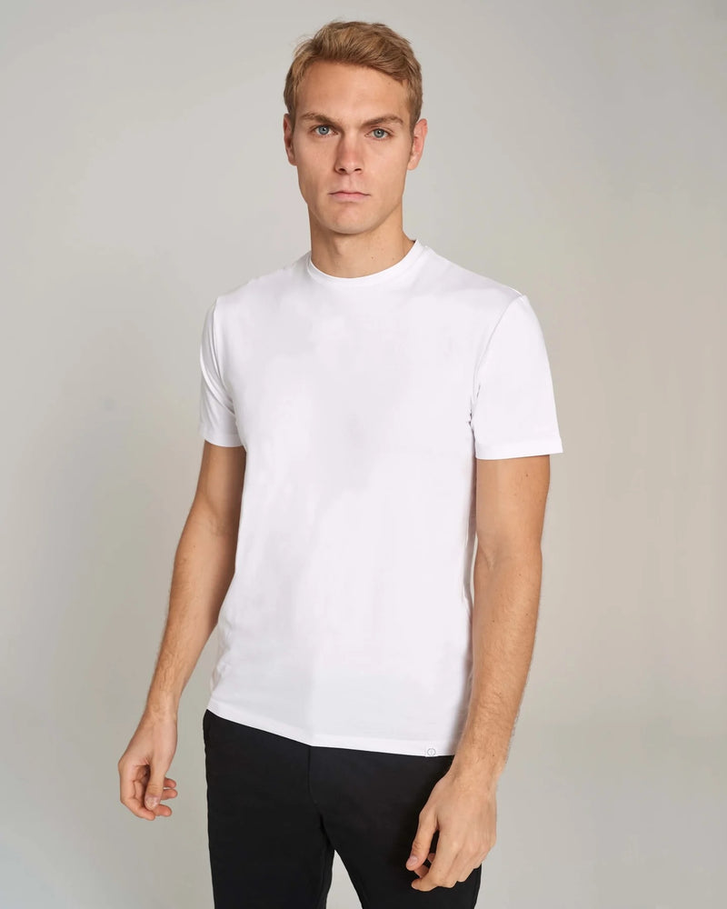 Stretch Cotton Crewneck T-Shirt - White