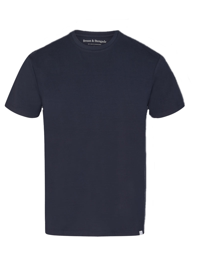 Stretch Cotton Crewneck T-Shirt - Navy