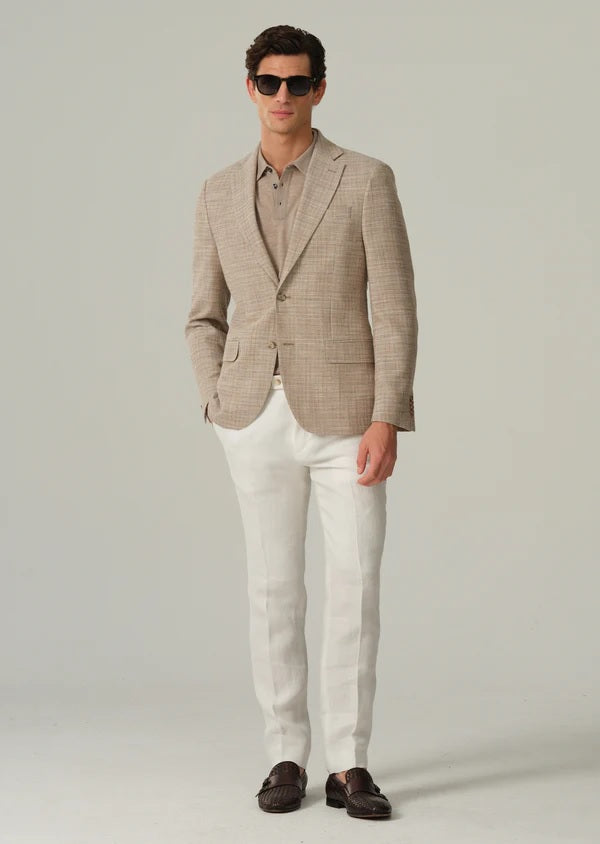 Italian Wool Cotton Linen Blazer - Sand