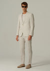 Italian Linen Check Peak Blazer - Light Grey