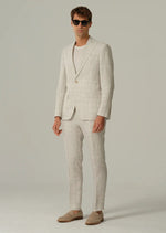 Italian Linen Check Peak Blazer - Light Grey