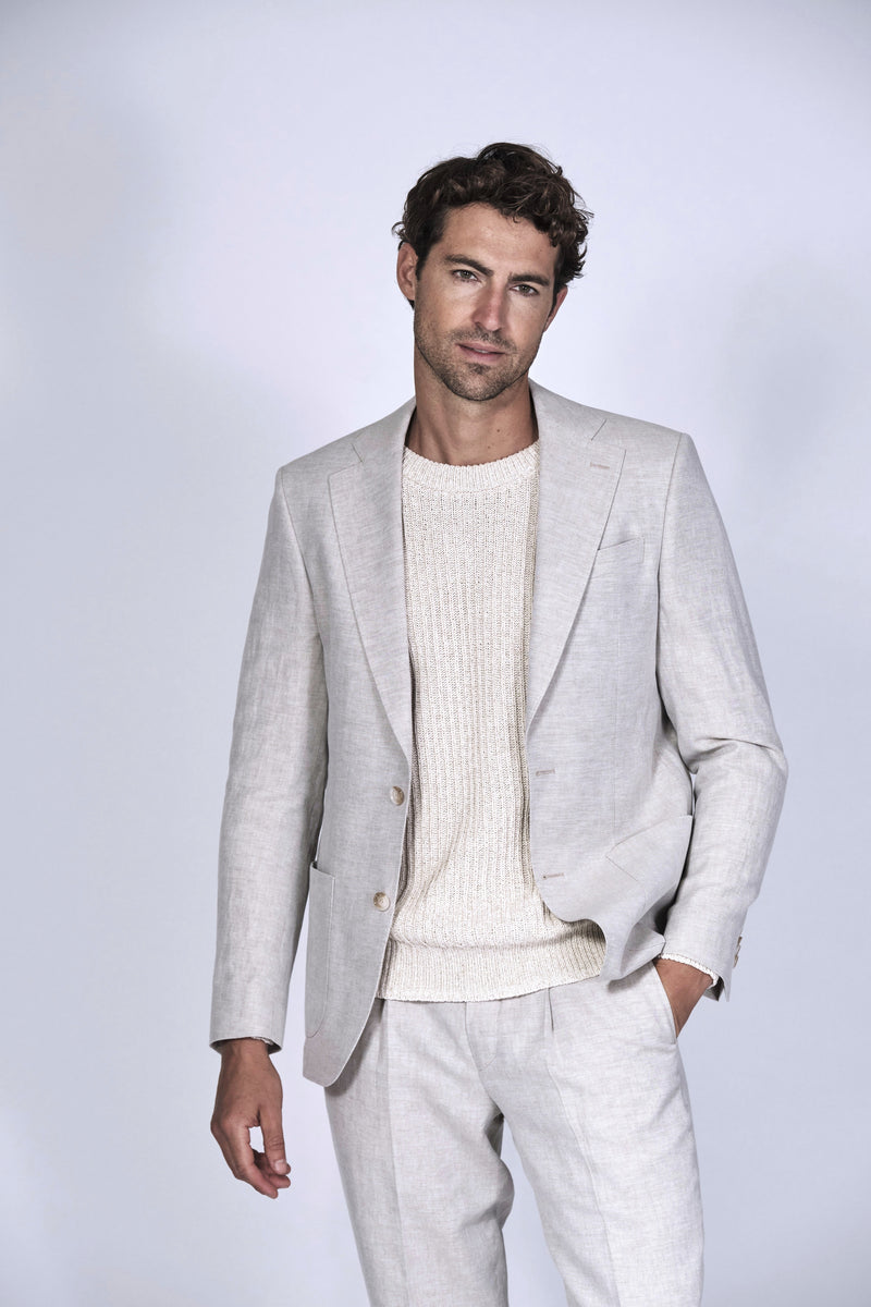 Italian Linen Patch Pocket Blazer - Light Grey