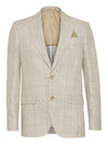 Italian Linen Check Peak Blazer - Light Grey