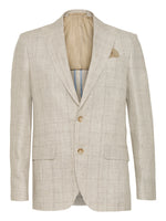 Italian Linen Check Peak Blazer - Light Grey