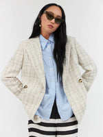Double Breasted Boucle Blazer - Champagne Beige