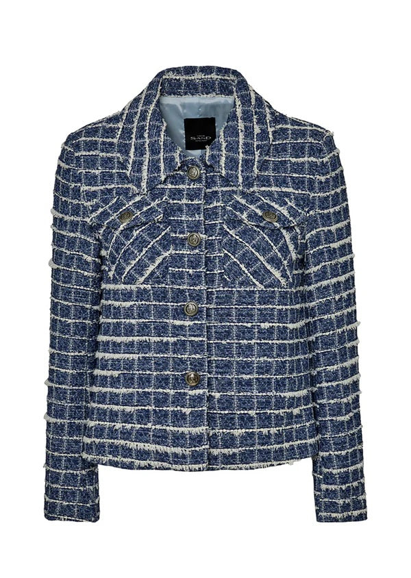 Denim Style Italian Tweed Jacket - Blue