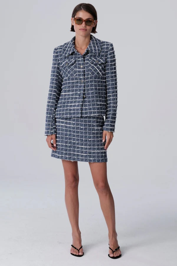 Denim Style Italian Tweed Jacket - Blue