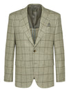Virgin Wool Cashmere Windowpane Blazer - Pearl Grey