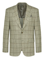 Virgin Wool Cashmere Windowpane Blazer - Pearl Grey