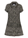 Herringbone Tweed Mini Dress - Black