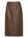 Sheep Leather Midi Skirt - Chocolate Brown