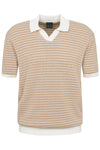 Textured Open Neck Polo - Beige