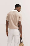 Textured Open Neck Polo - Beige