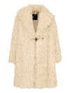 Faux Afghan Fur Long Coat - Off White