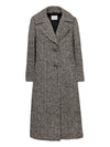 Soft Boucle Herringbone Peak Coat - Black/White