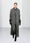 Soft Boucle Herringbone Peak Coat - Black/White